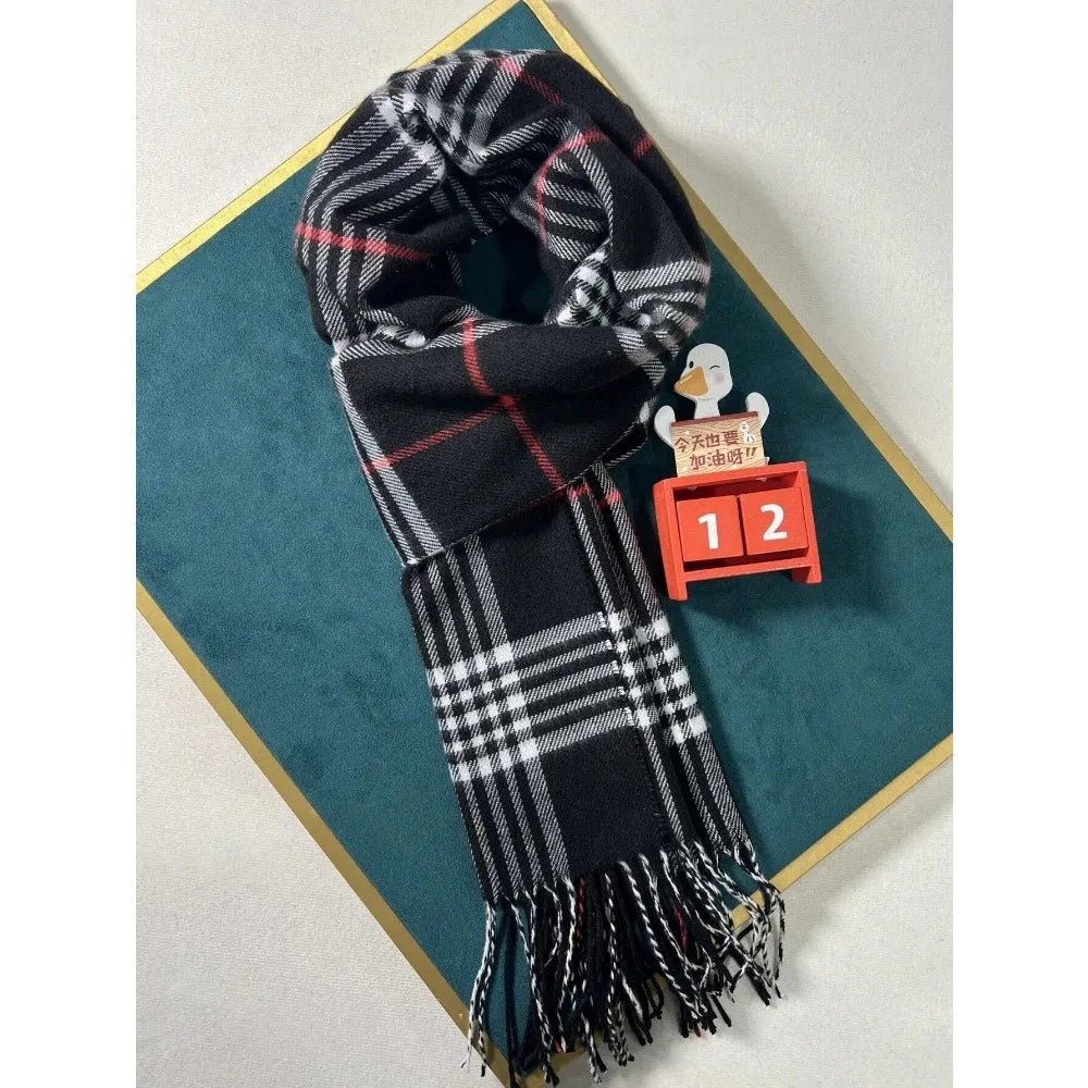 Plaid Cashmere-Feel Winter Scarf & Neck Warmer