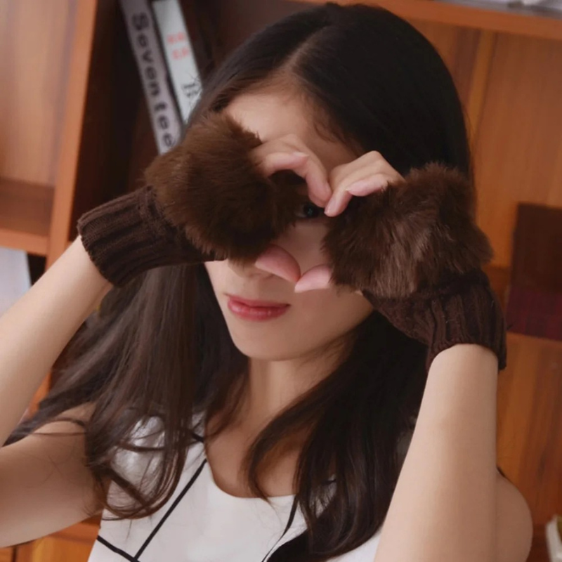 Faux Fur Fingerless Gloves