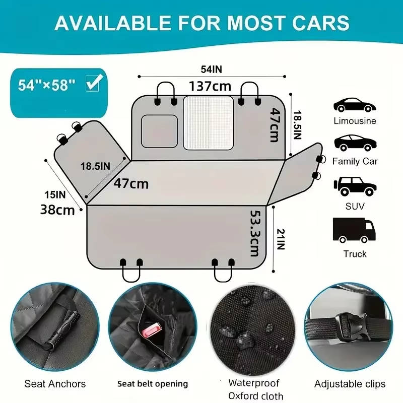 Waterproof Dog Car Seat Protector for Back Seats
