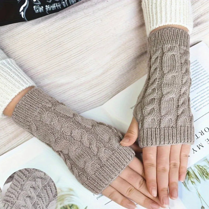 Women’s Knit Fingerless Gloves with Fleece Lining