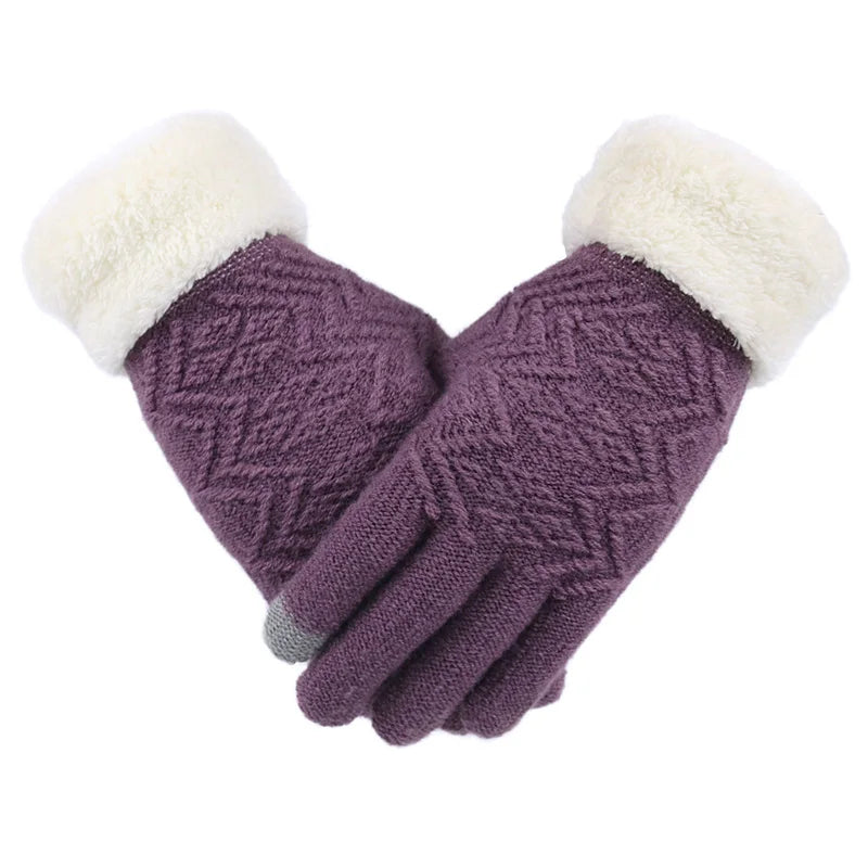Plush-Lined Touchscreen Knit Gloves