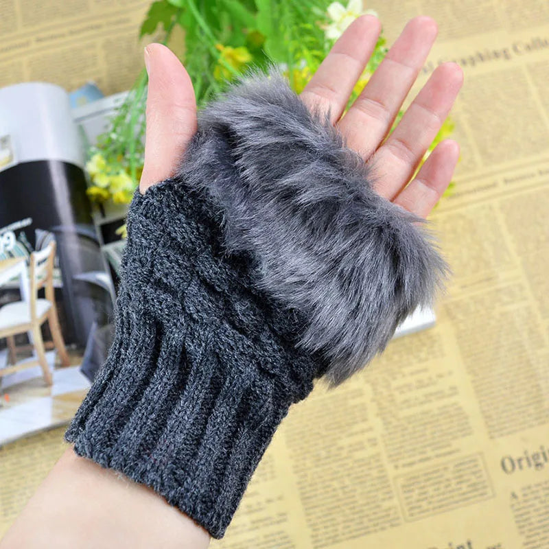 Faux Fur Fingerless Gloves