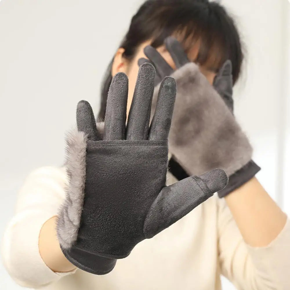 Suede-Feel Touchscreen Winter Gloves