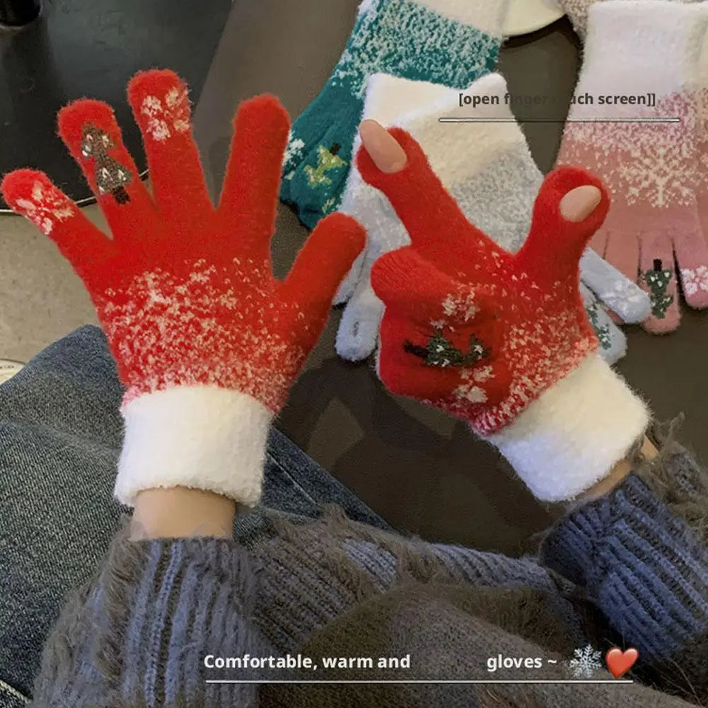 Festive Convertible Fleece-Lined Fingerless Gloves