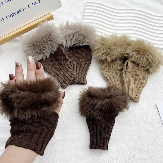Faux Fur Fingerless Gloves