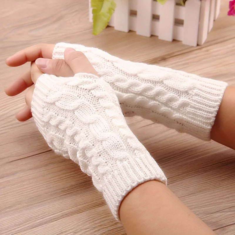 Women’s Knit Fingerless Gloves with Fleece Lining