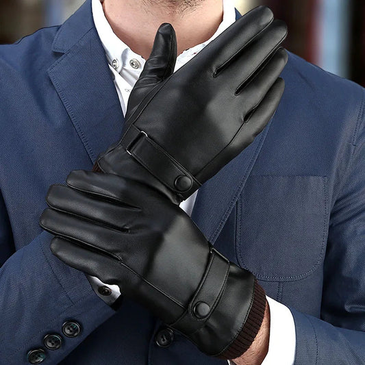 Touch Screen Men’s Leather Gloves for Winter