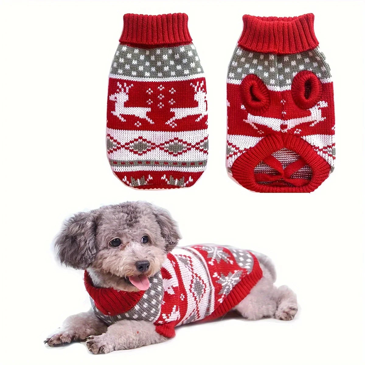 Knitted Christmas Dog Sweater