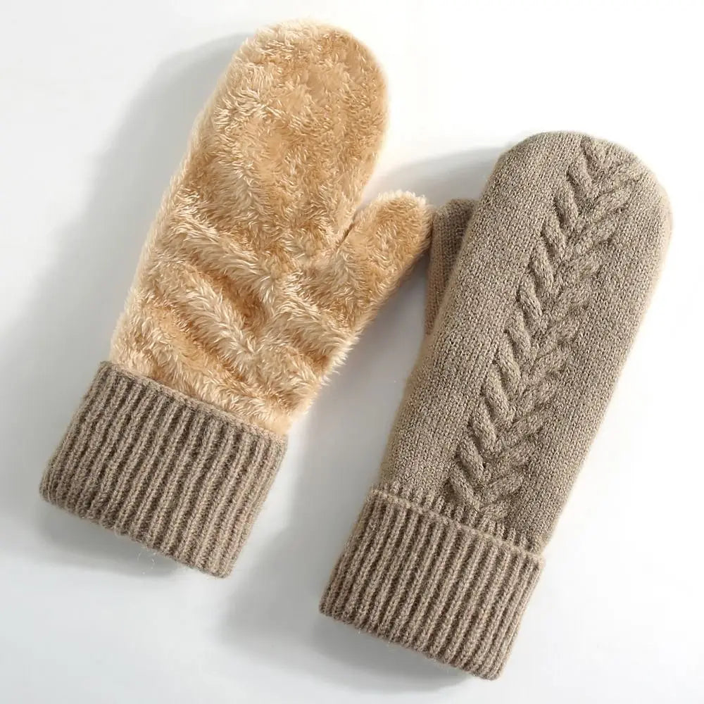 Double Layer Fleece-Lined Winter Mittens