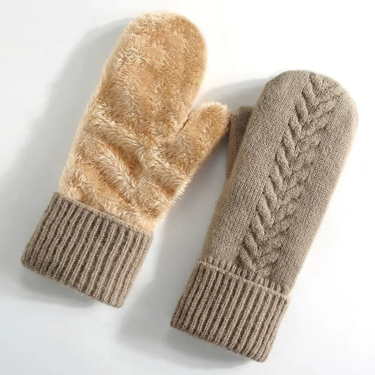 Double Layer Fleece-Lined Winter Mittens