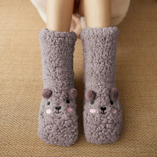 Kawaii Bear Fleece Slipper Socks