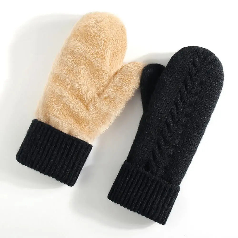 Double Layer Fleece-Lined Winter Mittens