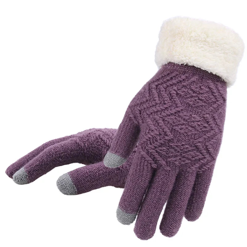 Plush-Lined Touchscreen Knit Gloves