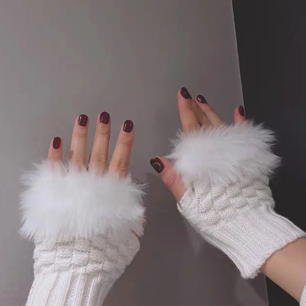 Faux Fur Fingerless Gloves