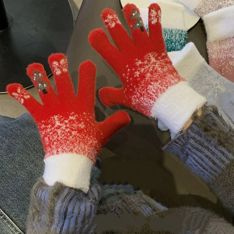 Festive Convertible Fleece-Lined Fingerless Gloves