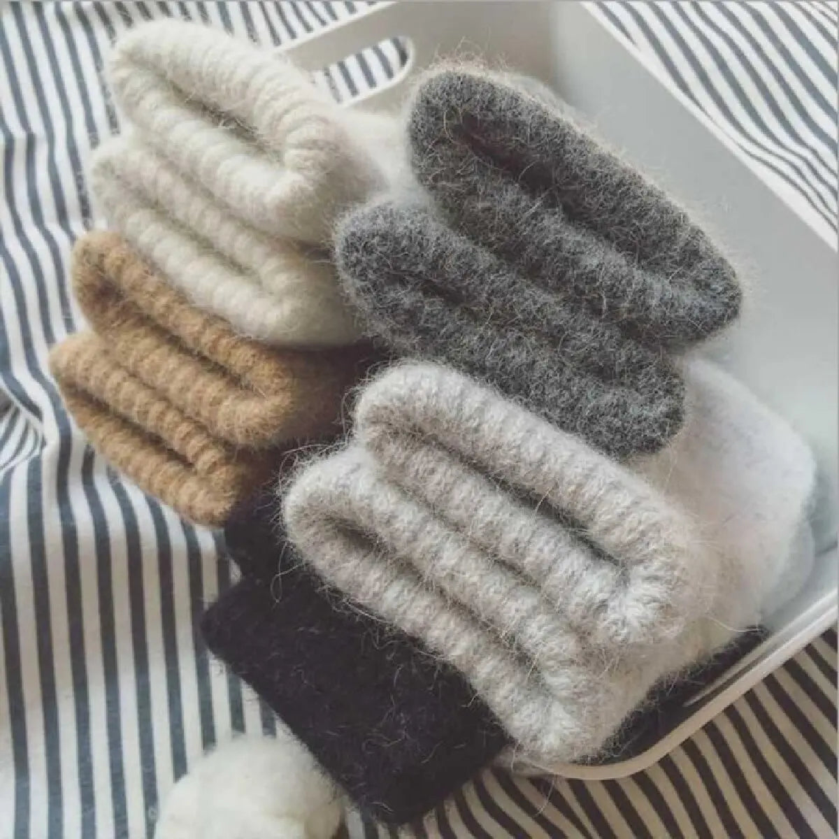 Cashmere-Feel Knit Mittens for Women