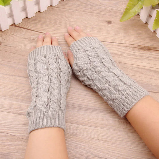 Women’s Knit Fingerless Gloves with Fleece Lining