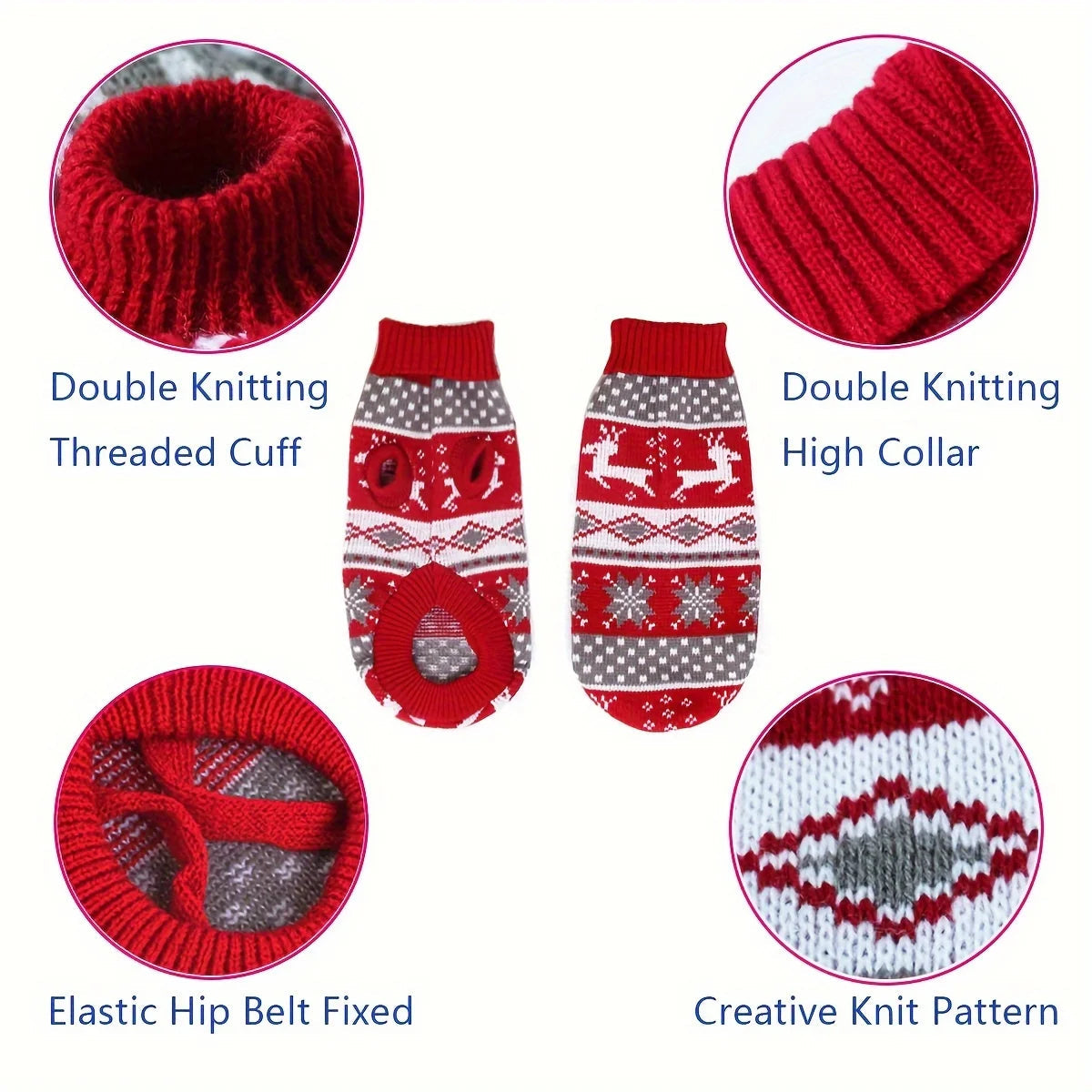 Knitted Christmas Dog Sweater