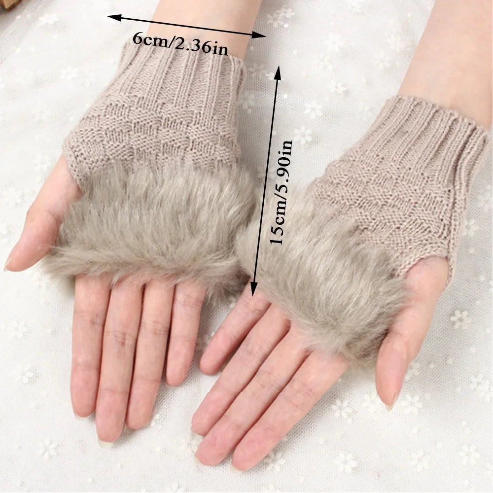 Faux Fur Fingerless Gloves