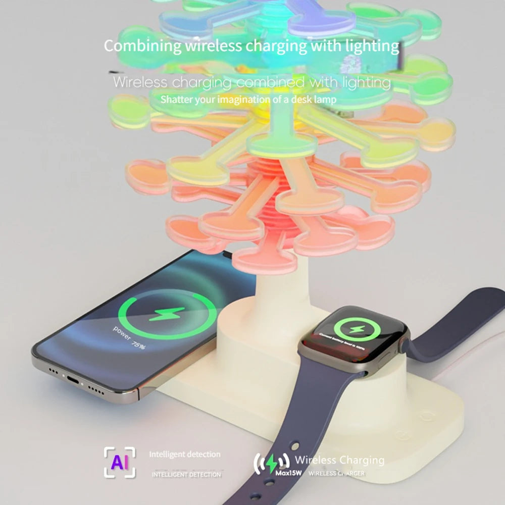 Spiral Tree Table Lamp with Wireless Charger