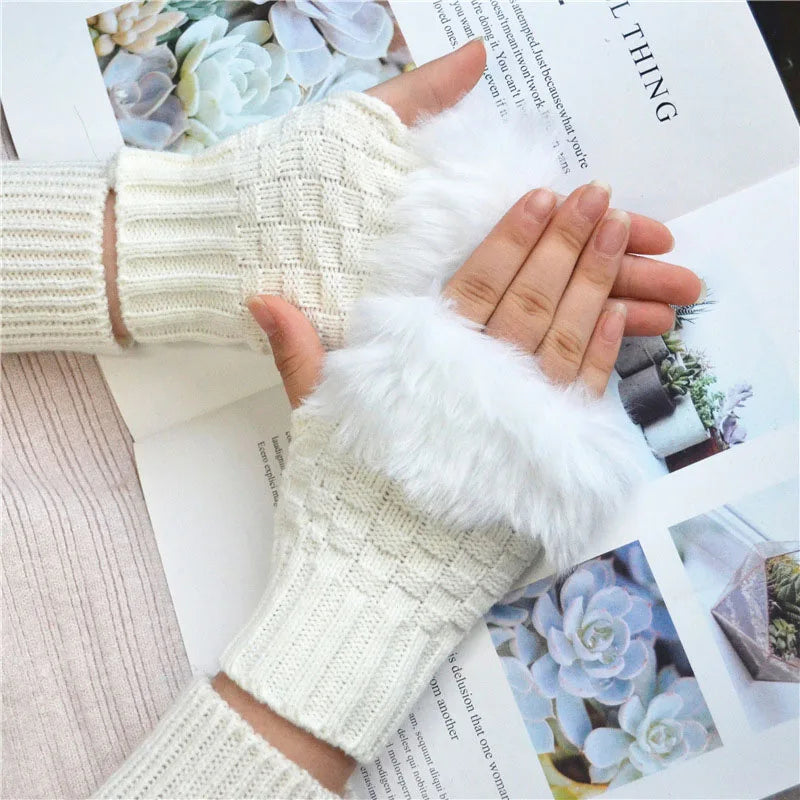 Faux Fur Fingerless Gloves