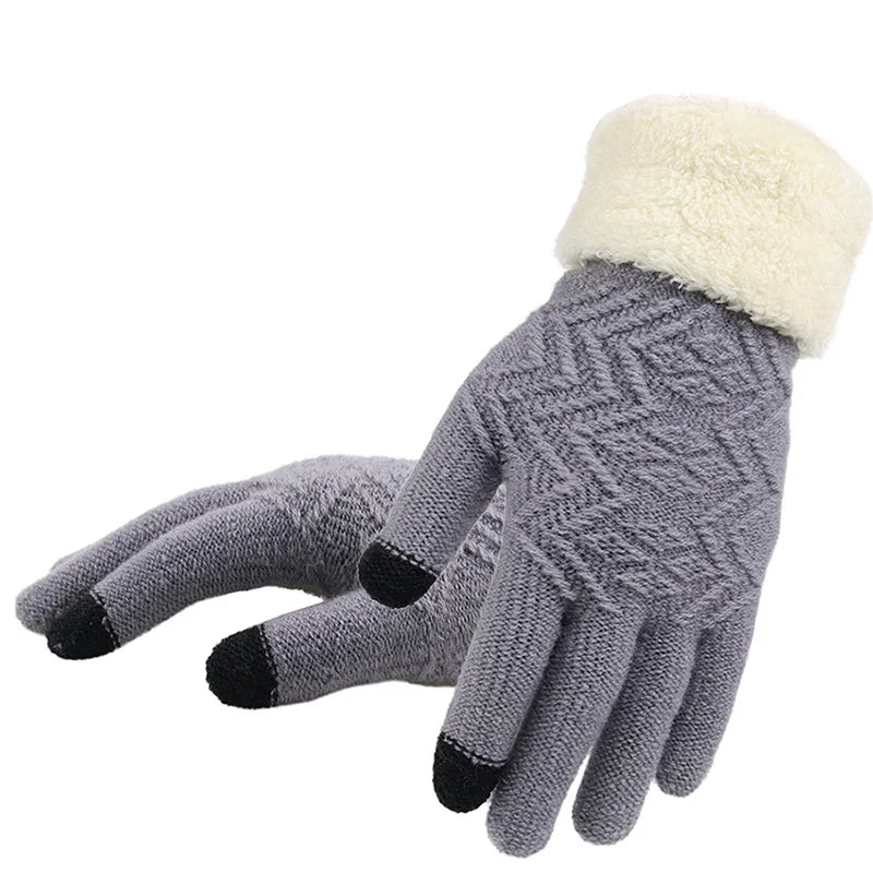 Plush-Lined Touchscreen Knit Gloves