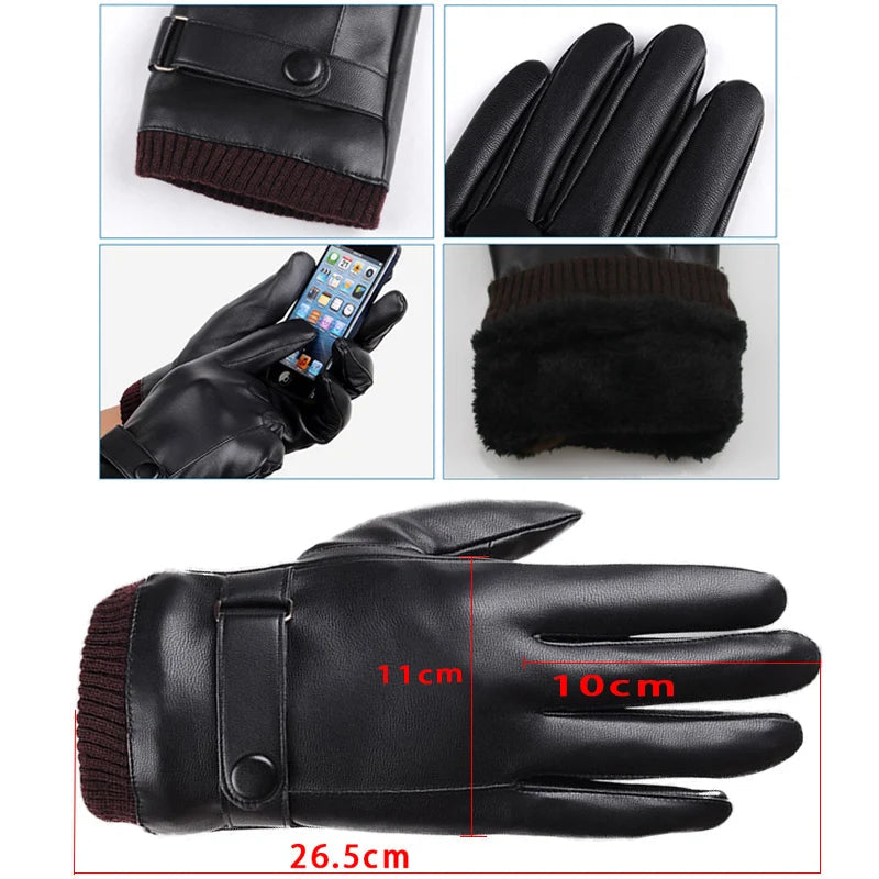 Touch Screen Men’s Leather Gloves for Winter