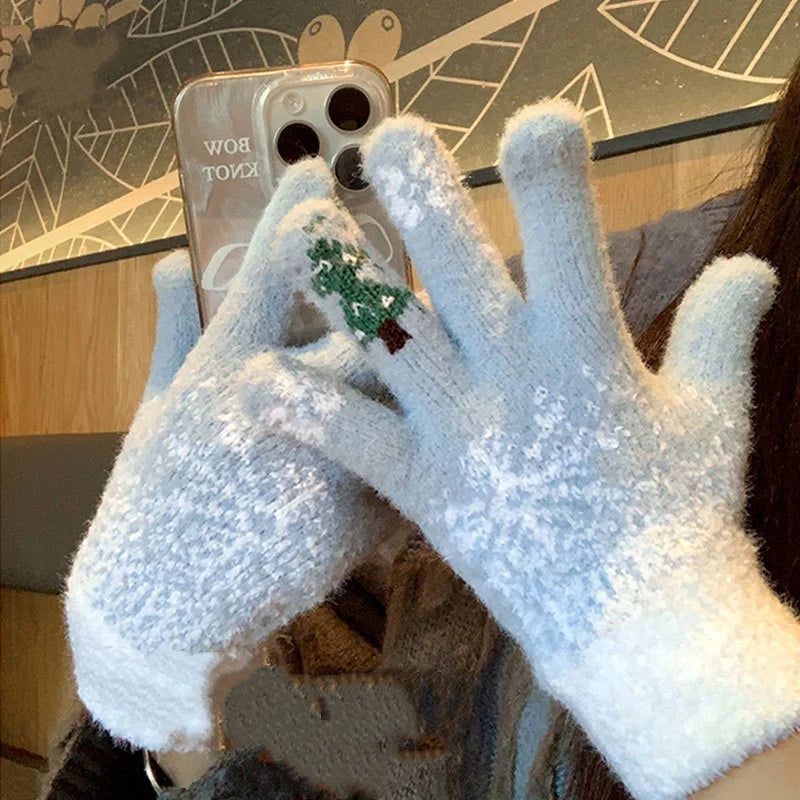 Festive Convertible Fleece-Lined Fingerless Gloves