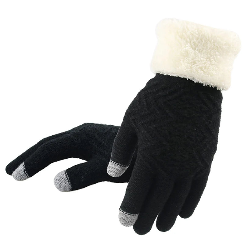 Plush-Lined Touchscreen Knit Gloves