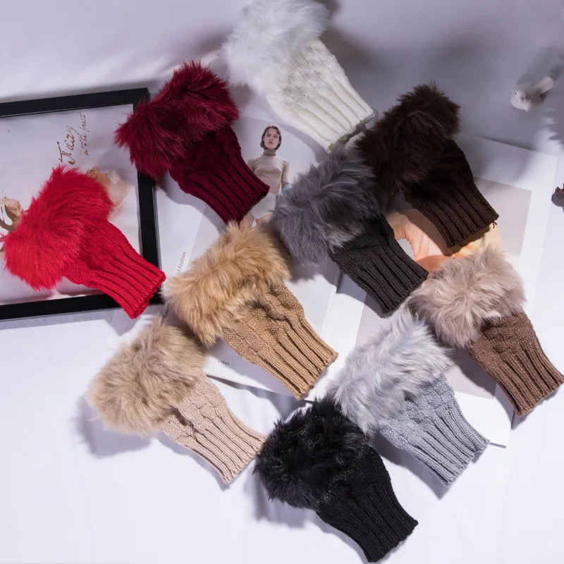 Faux Fur Fingerless Gloves