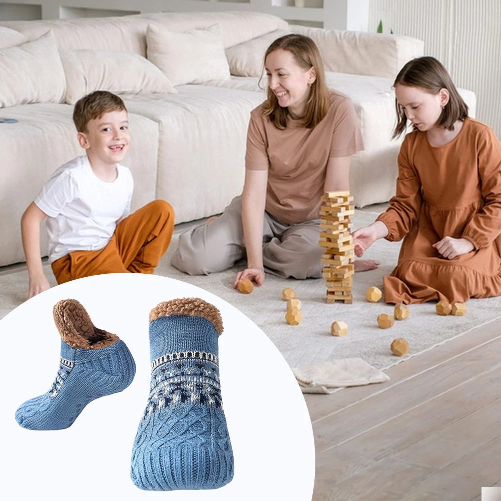 Knitted Slipper Socks with Warm Fleece Lining