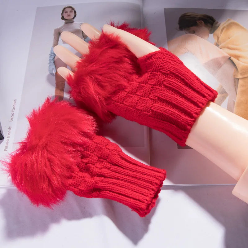 Faux Fur Fingerless Gloves