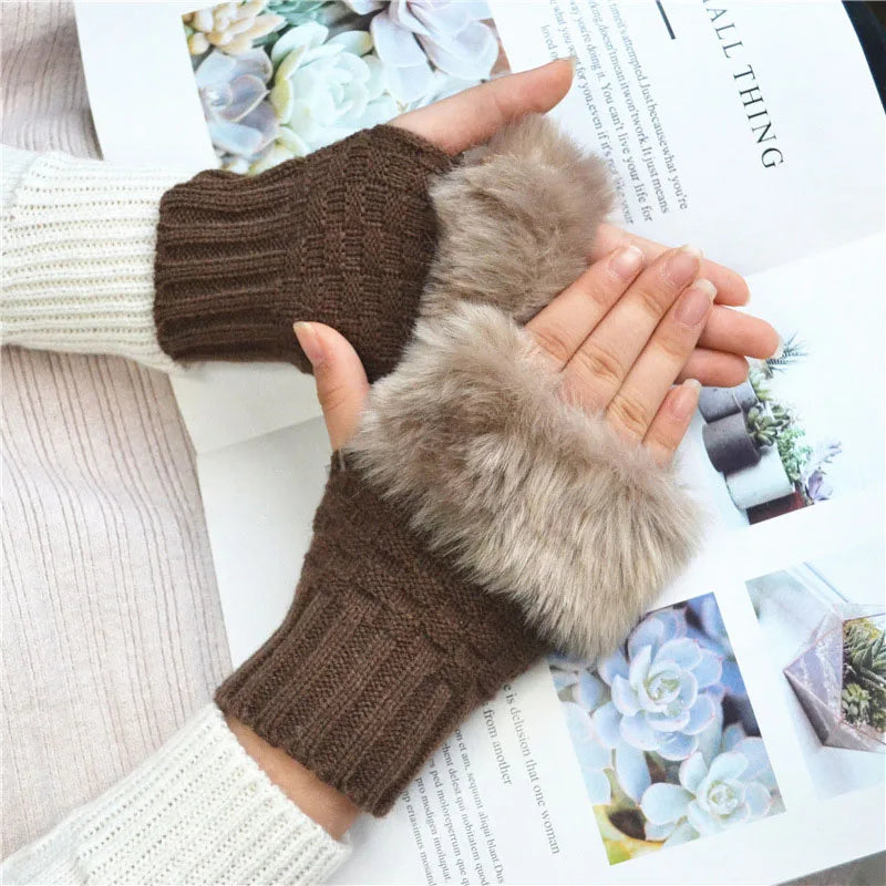 Faux Fur Fingerless Gloves