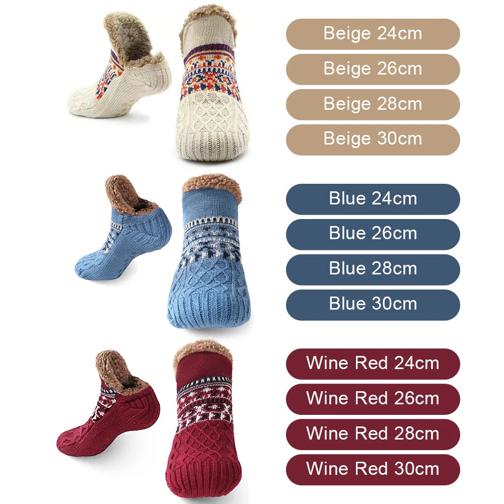 Knitted Slipper Socks with Warm Fleece Lining
