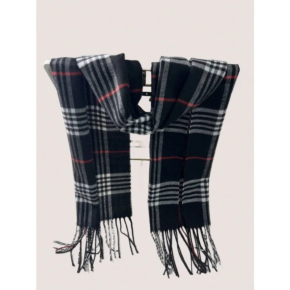 Plaid Cashmere-Feel Winter Scarf & Neck Warmer