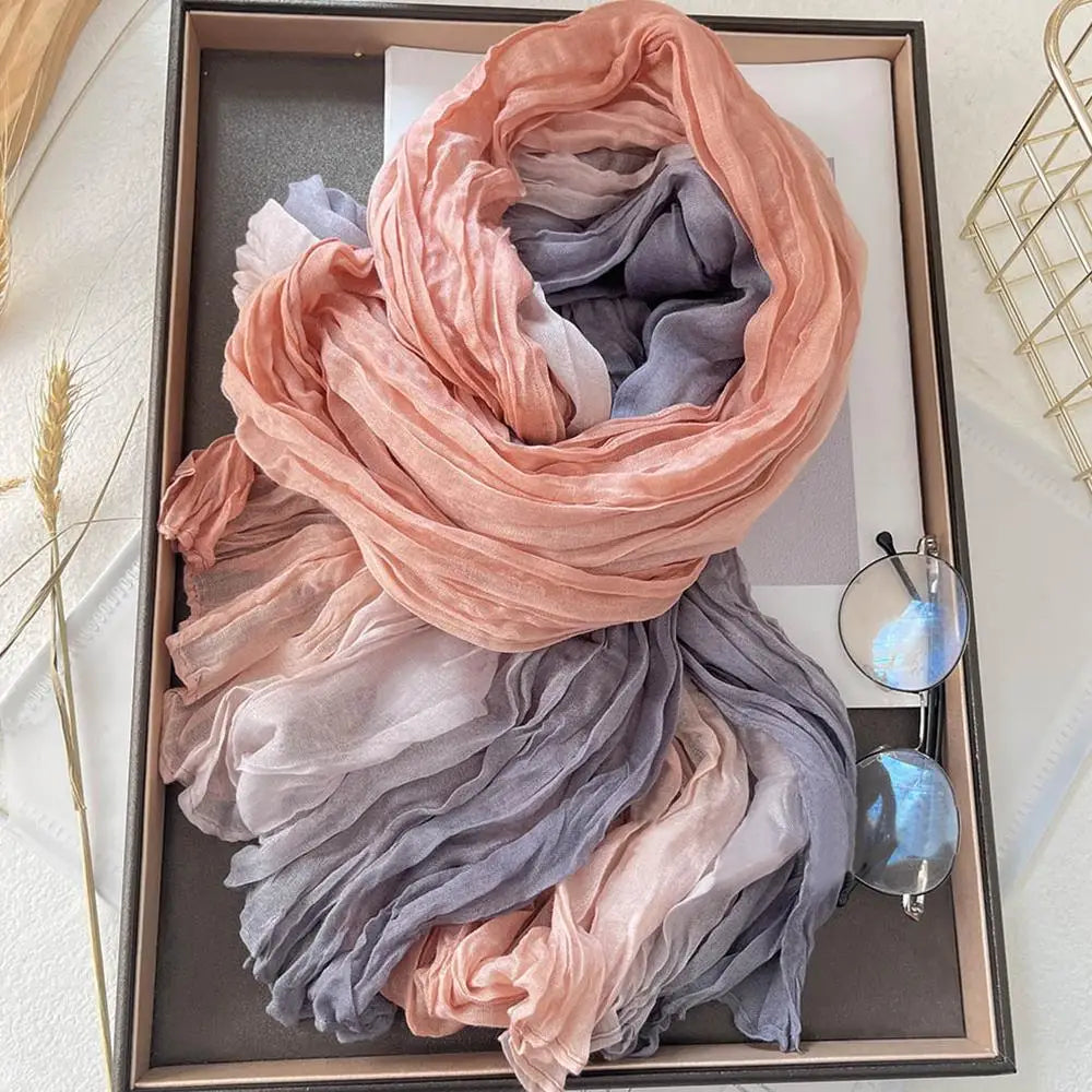 Soft Gradient Cotton Shawl & Winter Scarf