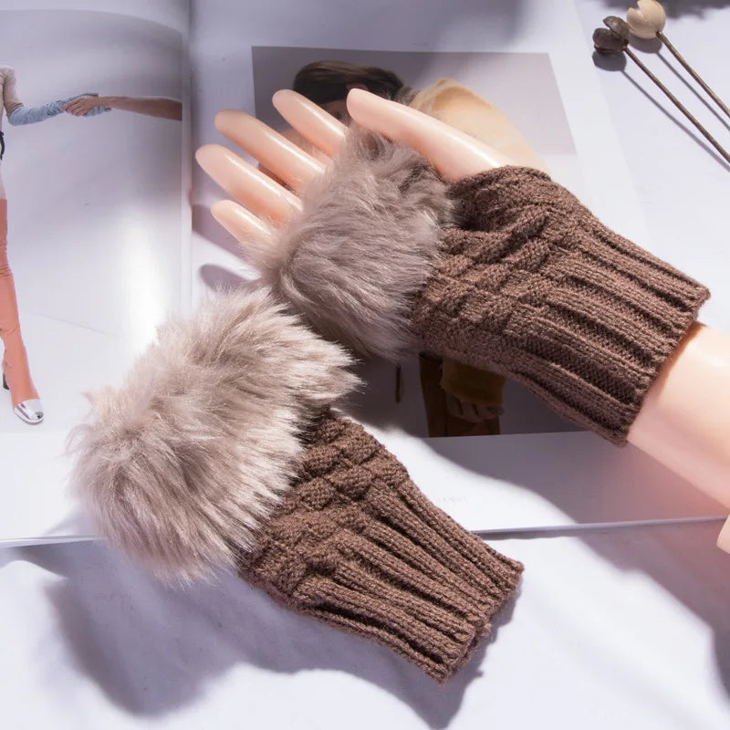 Faux Fur Fingerless Gloves