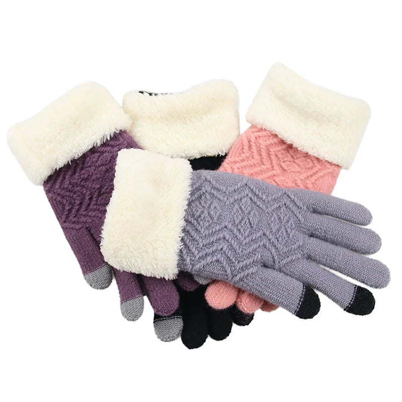 Plush-Lined Touchscreen Knit Gloves