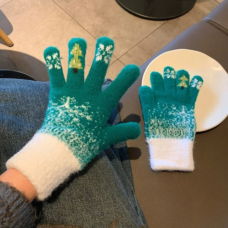 Festive Convertible Fleece-Lined Fingerless Gloves