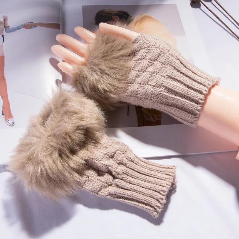 Faux Fur Fingerless Gloves