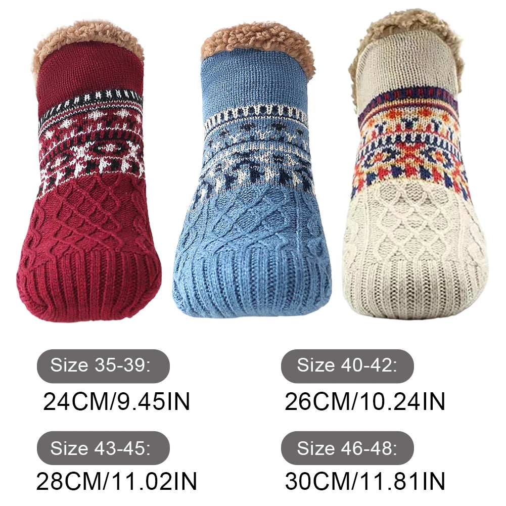 Knitted Slipper Socks with Warm Fleece Lining