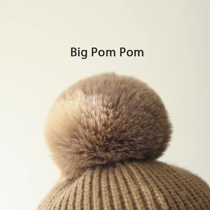 Kids Knit Beanie with Earflaps & Pompom
