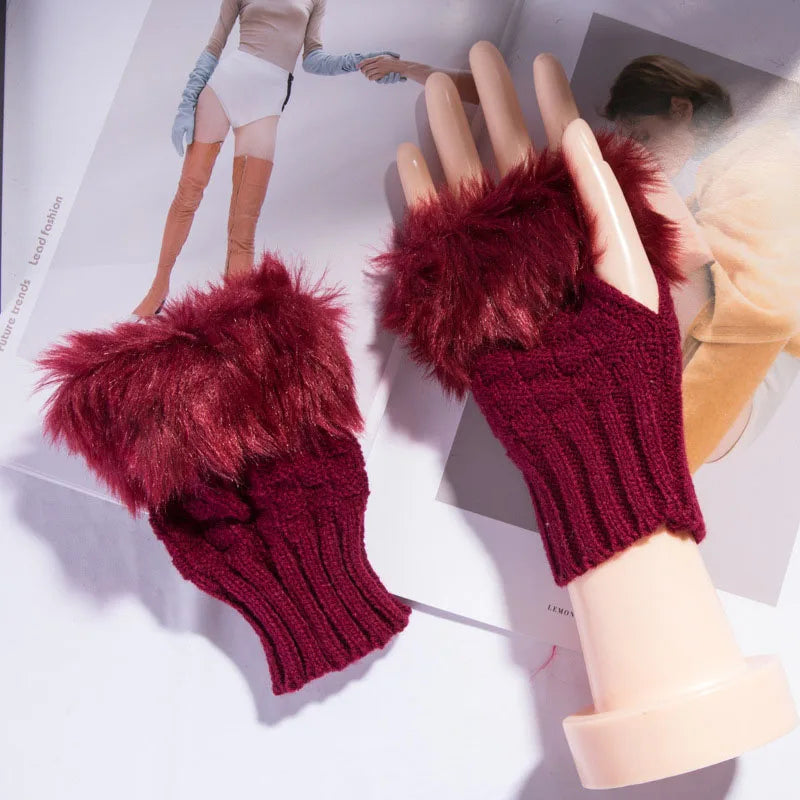 Faux Fur Fingerless Gloves