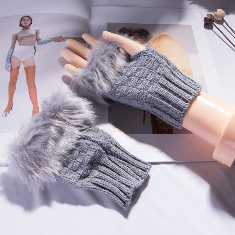 Faux Fur Fingerless Gloves