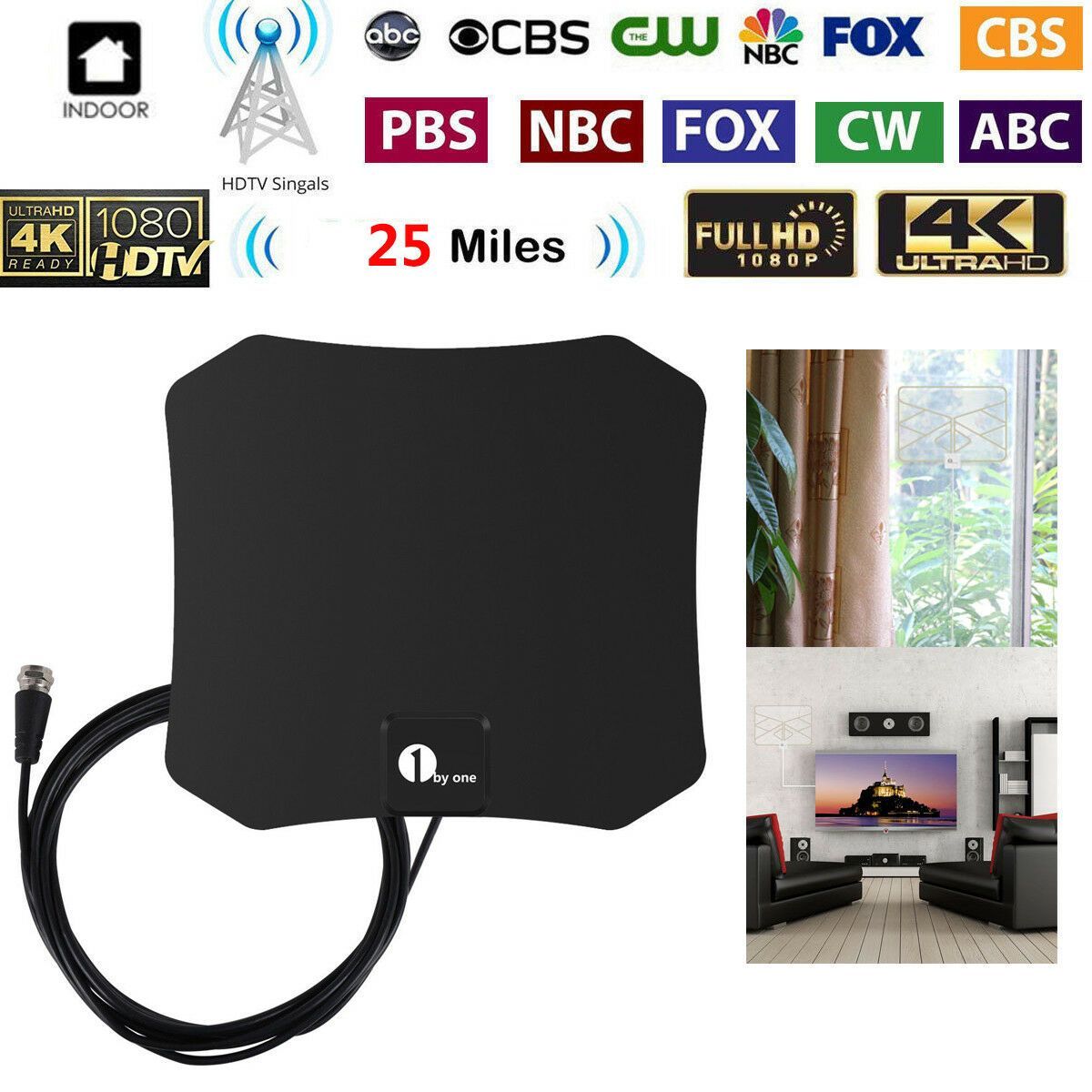 Indoor HDTV Antenna for Clear HD Reception