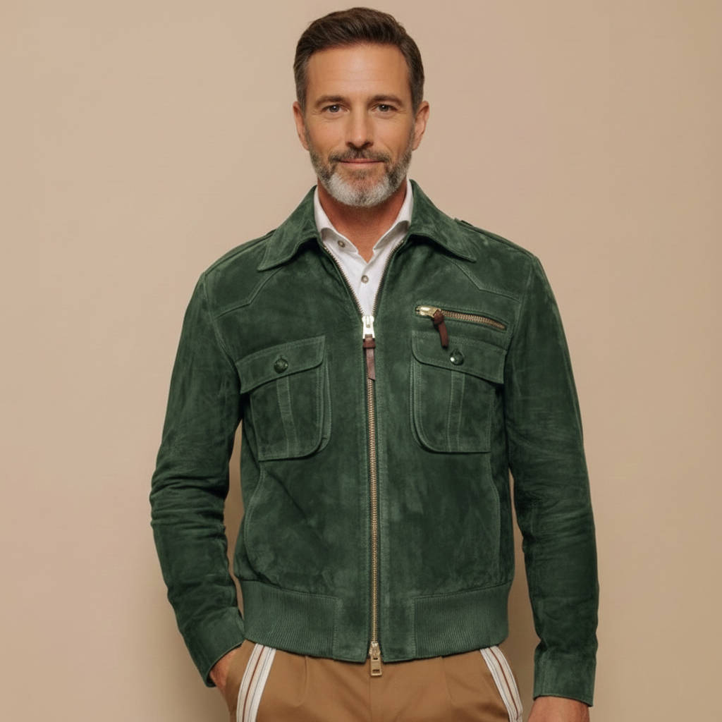 Men’s Retro Lapel Suede Jacket