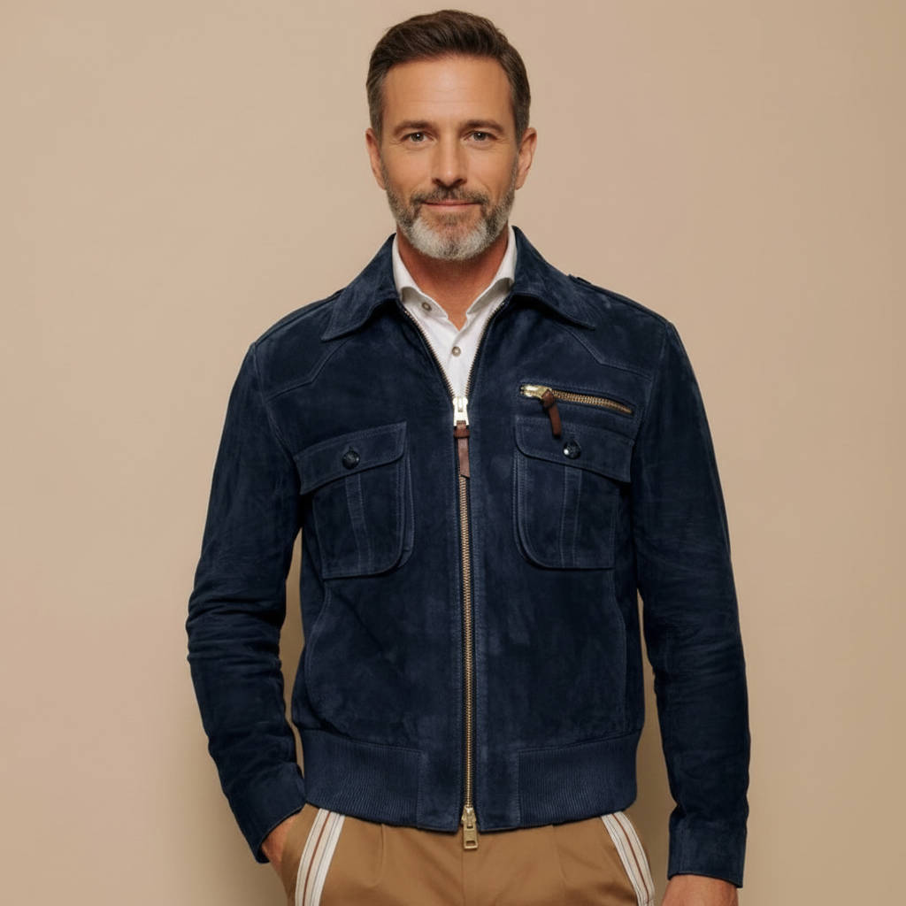 Men’s Retro Lapel Suede Jacket