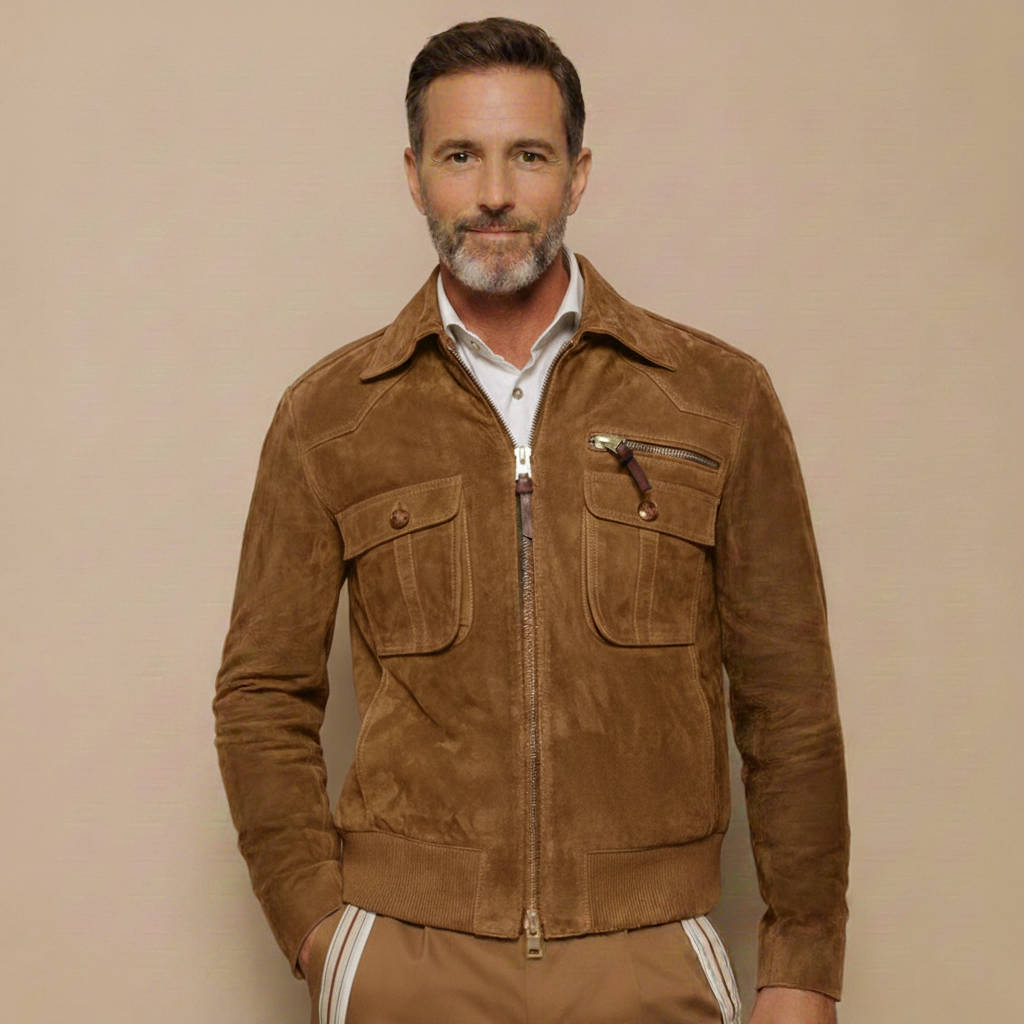 Men’s Retro Lapel Suede Jacket
