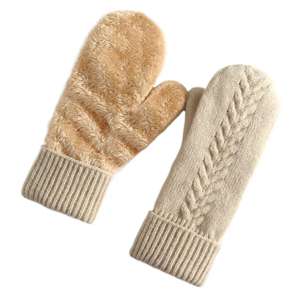 Double Layer Fleece-Lined Winter Mittens