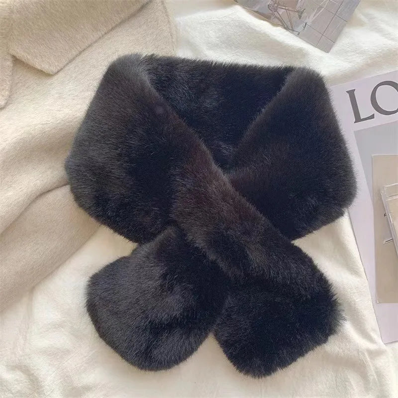 Faux Fur Cross-Collar Neck Warmer